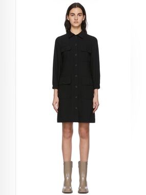 NWT See by Chloé Black Belted Button Up Dress